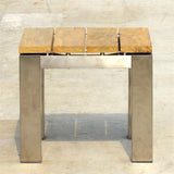 Table d'appoint/tabouret Zilart 50 x 50 x 45 cm - teck GRADE A NATUR brossé + structure inox