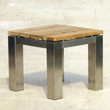 Zilart side table/stool 50 x 50 x 45 cm - vintage teak brushed + stainless steel frame