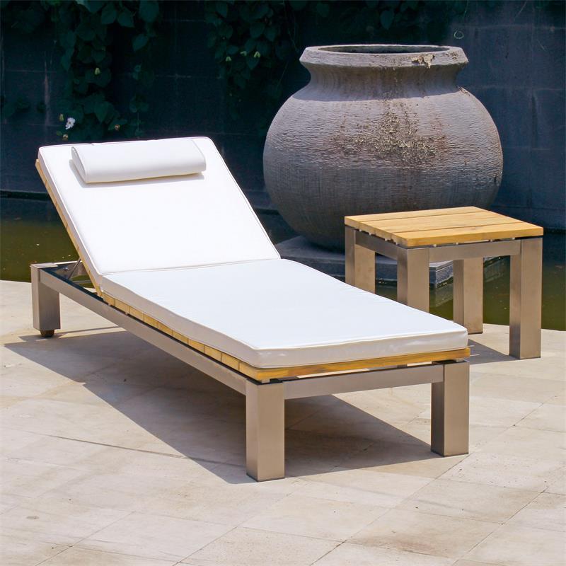 Zilart lounger 204 x 65 x 31 cm Teak Grade A - Teak GRADE A NATURAL brushed + stainless steel frame