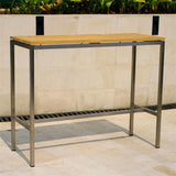 Zilart Bar Table Teak GRADE A brushed - Teak GRADE A NATURAL brushed + stainless steel frame