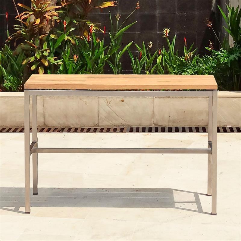 Zilart Bar Bench Teak GRADE A brushed - Teak GRADE A NATURAL brushed + stainless steel frame