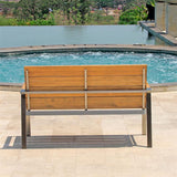 Banc de jardin Zilart avec dossier + accoudoir 140 - teck GRADE A NATUR brossé + structure inox