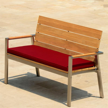 Banc de jardin Zilart avec dossier + accoudoir 140 - teck GRADE A NATUR brossé + structure inox