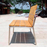 Zilart garden bench with backrest or armrest 132 - Teak GRADE A NATURAL brushed + stainless steel frame