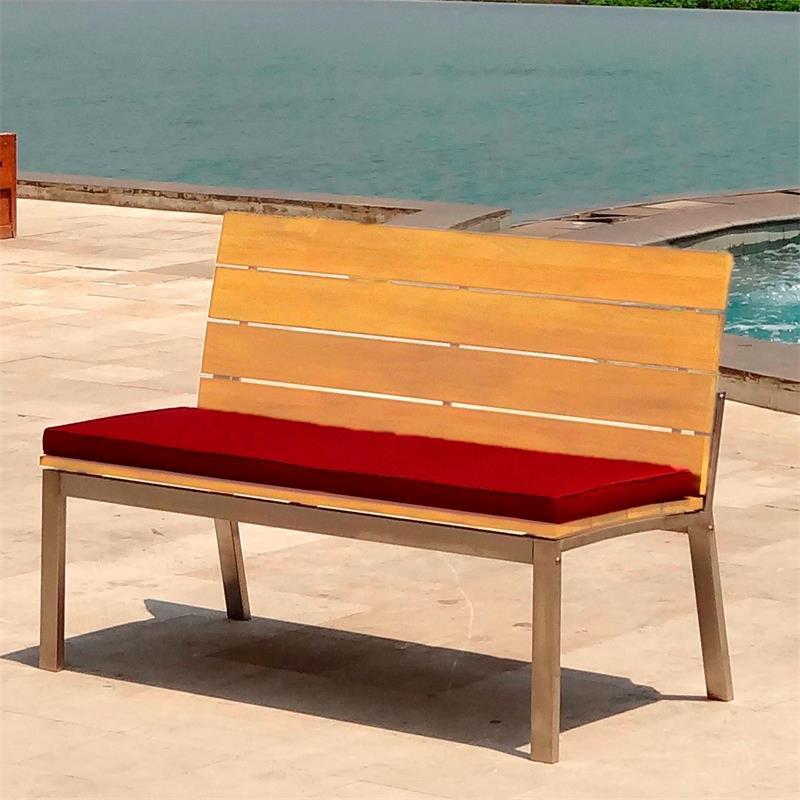 Zilart garden bench with backrest or armrest 132 - Teak GRADE A NATURAL brushed + stainless steel frame