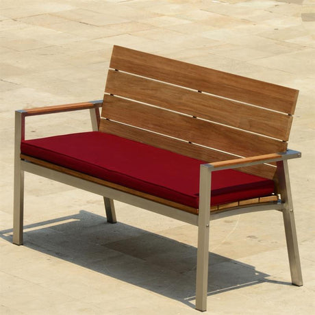 Banc de jardin Zilart avec dossier + accoudoir 140 - teck brossé vintage + structure inox