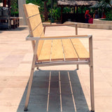 Banc de jardin Zilart avec dossier + accoudoir 190 - teck GRADE A NATUR brossé + structure inox