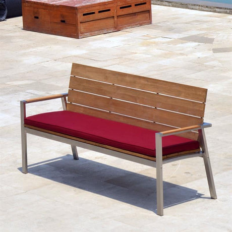 Banc de jardin Zilart avec dossier + accoudoir 190 - teck brossé vintage + structure inox