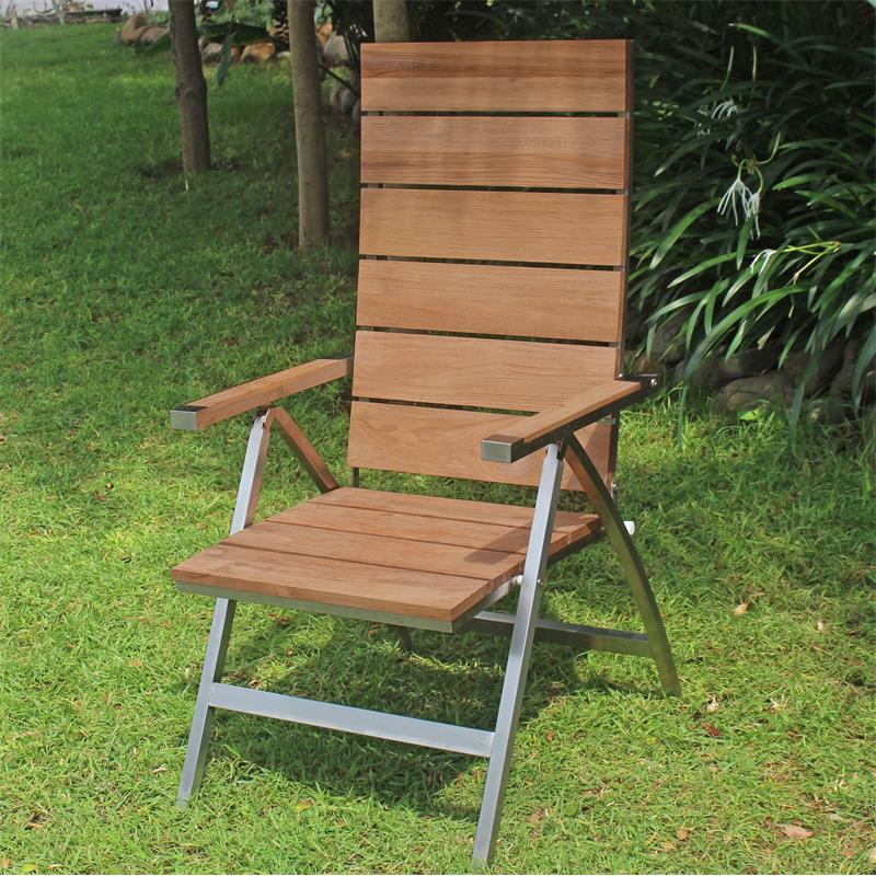 Zilart Hochlehner - Vintage Teak  gebürstet + Edelstahlgestell