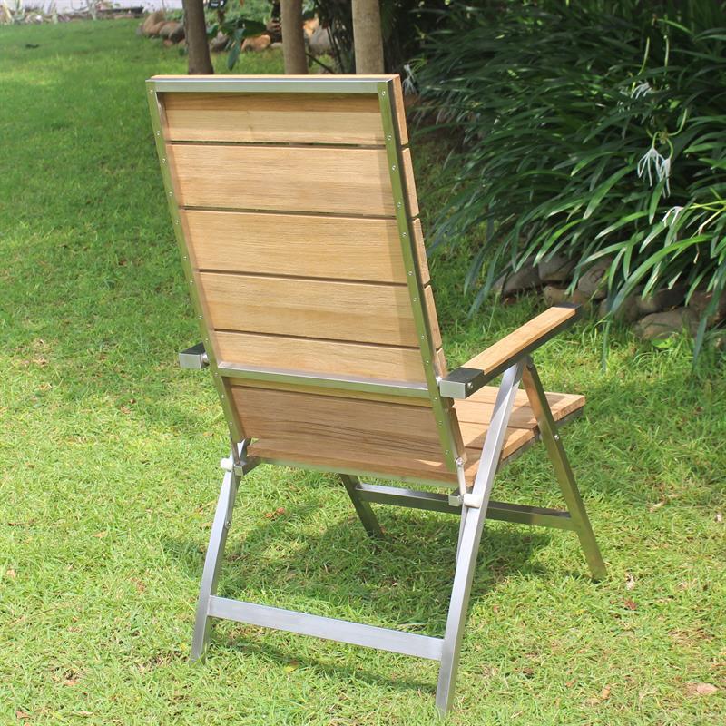 Zilart high back chair Teak Grade A brushed - Teak GRADE A NATURAL brushed + stainless steel frame