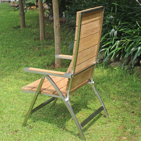 Zilart high back chair Teak Grade A brushed - Teak GRADE A NATURAL brushed + stainless steel frame