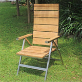 Zilart high back chair Teak Grade A brushed - Teak GRADE A NATURAL brushed + stainless steel frame