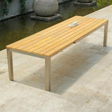 Table à rallonge frontale Zilart 310/210 x 100 x 77,5 cm - teck GRADE A NATUR brossé + structure inox